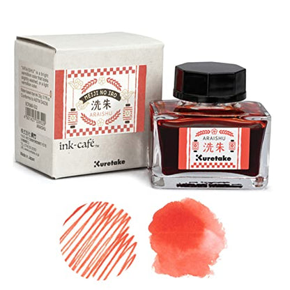 Kuretake Ink-café MEIJI NO IRO ARAISHU Ink Bottle 20g for Fountain Pens - color: Washing: Vermila