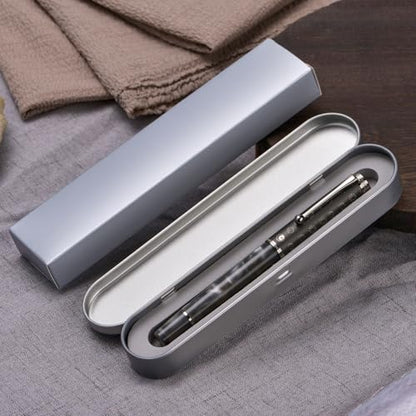 Hongdian N8S Gray Resin Fountain Pen Rabbit Pattern Cap, Iridium Extra Nib with Converter and Metal Pen Case Set - color: N8S Gray, style: Extra Fine Point