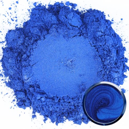Matio Blue Mica Powder for Epoxy Resin, 1.8oz/ 50g Pearlescent Effect Mica Powder Natural Color Pigment for Soap Making, Bath Bomb, Candle Dye, Resin Craft, Paint, Nails Art, Jewelry, Slime Pigment - color: Blue