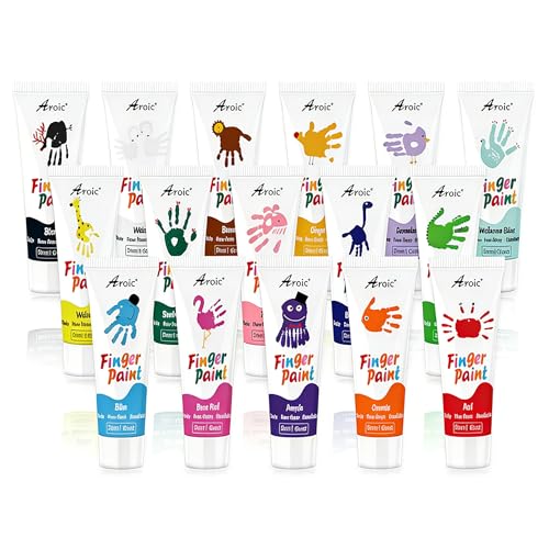AROIC 16 Colors Washable Finger Paint, Non-Toxic, Art Painting Supplies for Artist, Finger Painting Supplies for Children Age 12+ and Adult, Hand Paint Set DIY Crafts - color: 16 colors(1.05oz)