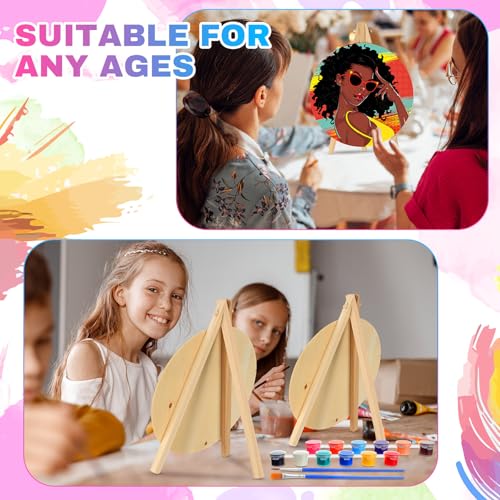 Supervitae 72 Piece Black Girls Round Pre Drawn Canvas Kit 5.9" Paint and Sip Kit for Adults Painting Party Pre Printed Canvas DIY with Pictures Paints Easels Brushes for Party Gifts - size: 5.9", style: Black Girls