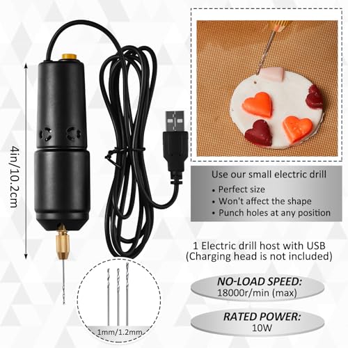 Amylove 51 Pcs Polymer Clay Press Machine Set 36 Pcs Polymer Clay Cutters for Jewelry Making with Usb Electric Mini Portable Handheld Drill 10 Clay Mats 3 Clay Sculpting Tools for Clay Earring Kit DIY