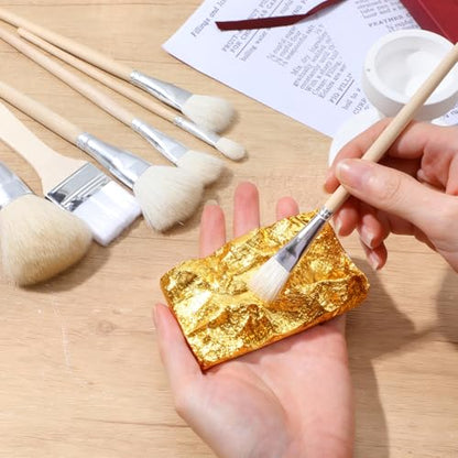 Mop Brush for Acrylic Painting, 7 Pieces Goat Hair Blending Brushes Set with Wooden Handle, Artist Paint Brushes for Watercolor Oil Painting Face Body Art Pottery Glazing & More