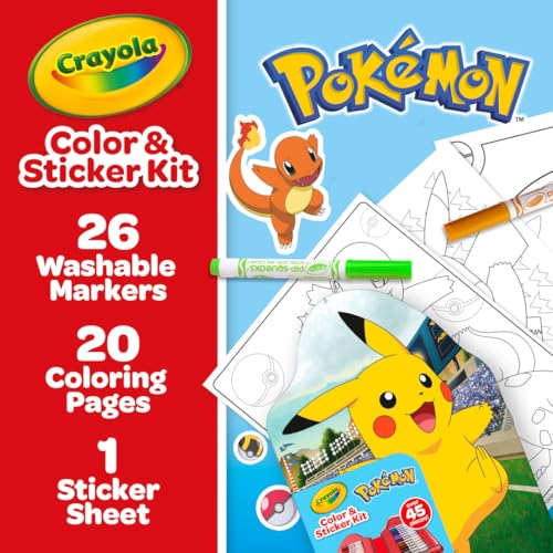 Crayola Pokemon Art Kit for Kids (45pcs), Pokemon Coloring Book Pages & Stickers, Gifts for Kids, DIY Craft Kit for Girls & Boys, Ages 4+ - style: Pikachu