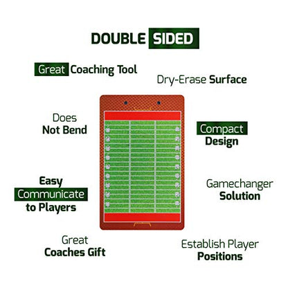 Dry Erase Coaches Clipboard - Includes Whistle and Dry Erase Markers - Double Sided Coach Whiteboard - style: Football