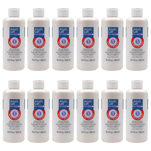 Artist's Loft Acrylic Ready-Mixed Pouring Paint, 12 Pack - color: Metallic White