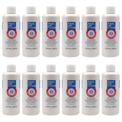 Artist's Loft Acrylic Ready-Mixed Pouring Paint, 12 Pack - color: Metallic White
