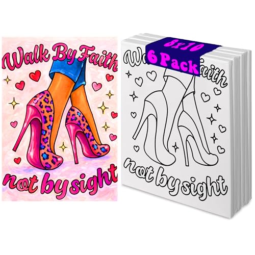 6 Pack 8x10 Walk By Faith Not By Sight Canvas Painting Pre-Sketched Stretched Canvases Christian Paint Night Beginner Paint Party Activity