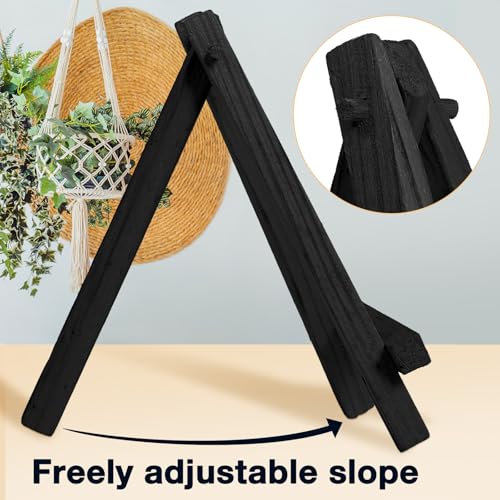 Mimorou 30 Pack 5 Inch Mini Easel Wood Display Artist Small Wooden Easel Stand Art Craft Painting Triangle Stand Canvas Holder for Card Artist Photos Tabletop Phone Wedding (Black) - size: Black