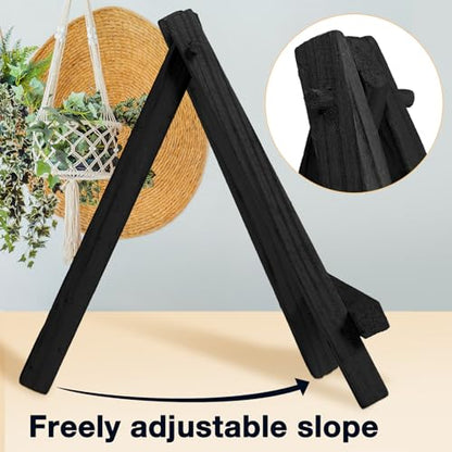 Mimorou 30 Pack 5 Inch Mini Easel Wood Display Artist Small Wooden Easel Stand Art Craft Painting Triangle Stand Canvas Holder for Card Artist Photos Tabletop Phone Wedding (Black) - size: Black