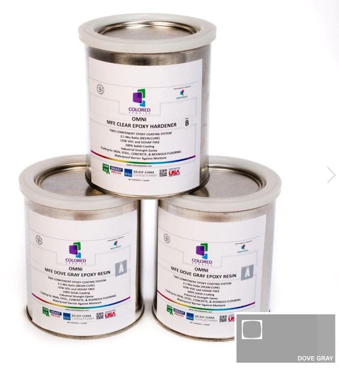 Dove Gray Epoxy Resin Coating 100% Solids, High Gloss for Garage Floors, Basements, Concrete and Wood (3 Quart Kit) - color: Dove Gray, style: 3 Quart Kit