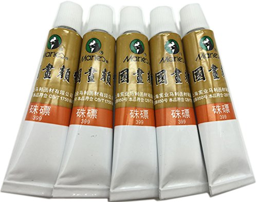 Easyou Marie's Big Size Chinese Painting Color Tubes Watercolor Drawing 12ml*5pcs No. 399 Vermilion - color: Marie1sc399vermilionzhupiao
