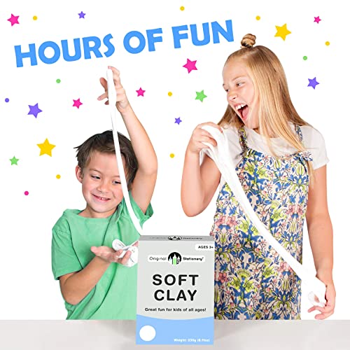 Original Stationery Soft Clay for Slime, 230 g (8.1 oz) White Foam Clay Add-in for Slime Making, Stretchy Air-Dry Butter Texture, Birthday Craft Gift for Kids - size: Original Size - 230g