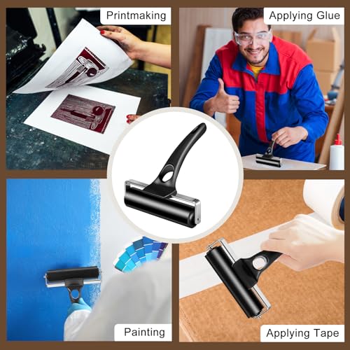 Frienda 3 Pack 4.7 Inch Rubber Brayer Rollers, Hard Rubber Rollers Tool for Printmaking, Ink Application, Block Printing, Stamping, Wallpaper, Gluing and Crafting - size: 4.7 Inches