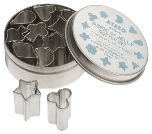 Ateco #4846 .5-Inch Aspic Jelly Mini Cutters, Set of 12 Assorted Shapes - size: #4846 - .5-Inch Aspic Cutters