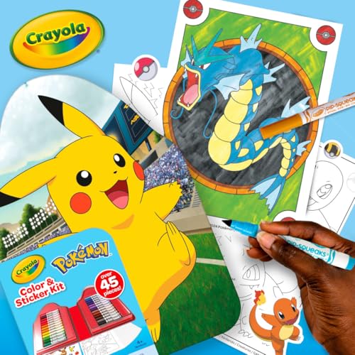 Crayola Pokemon Art Kit for Kids (45pcs), Pokemon Coloring Book Pages & Stickers, Gifts for Kids, DIY Craft Kit for Girls & Boys, Ages 4+ - style: Pikachu