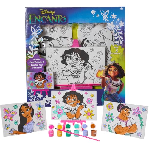 Innovative Designs Disney Encanto Canvas Paint Set for Kids with 3 Canvases, Acrylic Paint, Paintbrush, & Easel - color: Encanto