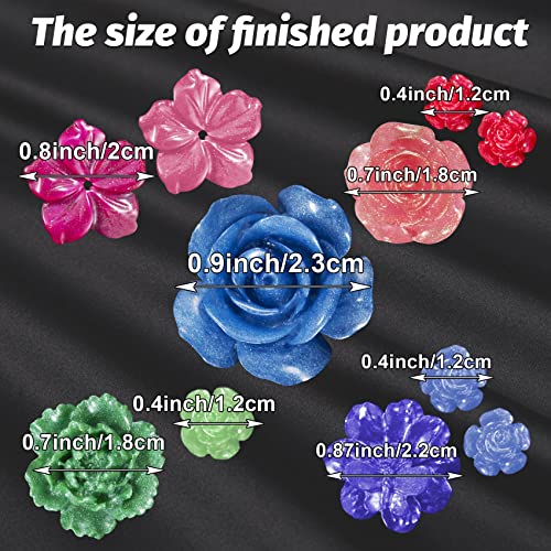 PAGOW 5pcs Mini Mirror Flower Resin Mold, Silicone 3D Flower Crystal DIY Casting Molds, for Earring, Jewelry Pendants Making Tool (8 Different Sizes) - size: 5 PCS