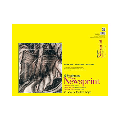 Strathmore 300 Series Newsprint Paper Pad, Tape Bound, 14x17 inches, 50 Sheets (32lb/52g) - Art Paper for Adults and Students - Practice Sketching with Charcoal, Graphite and Pencil - color: Rough, size: 14x17