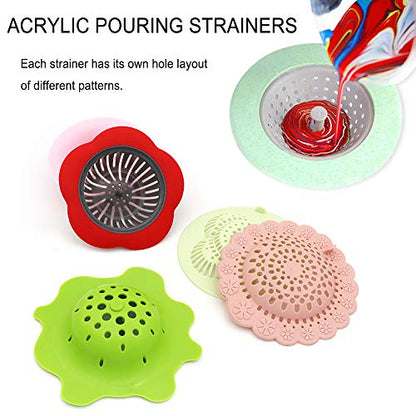11” Rotate Turnable Sculpting Wheel with Acrylic Pouring Strainers Scraper Cone Painter Support Stands Gloves Painting Tools Unique Pattern Train Art Supplies-20 P