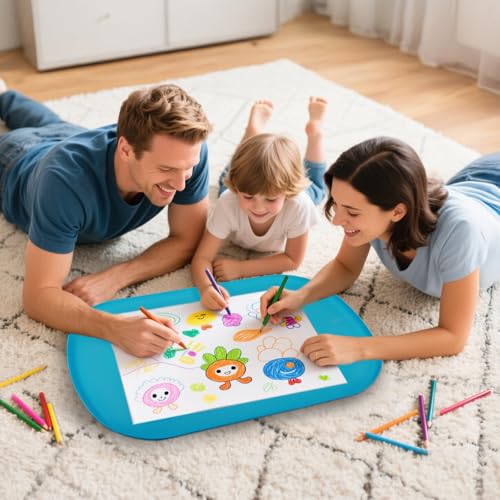idooss Silicone Art Mats for Kids 24” x 16”, Silicone Craft Mats with Raised Edges, Paint Mat for DIY, Paint, Crafts, Clay, Jewelry-Making (Blue) - color: Blue