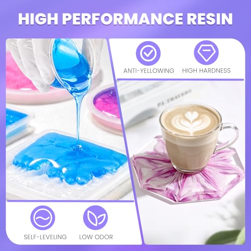 LET'S RESIN 34oz Crystal Clear Epoxy Resin, Casting Resin for Crafts | 2 Part Resin and Hardener for Beginners, Bubble Free & Low Odor, Anti-Yellowing, Casting Molds, Jewelry, Art, Easy to Mix - size: 34oz