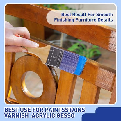 Paint Brushes - 4 Pack, 2" Flat Brushes, Paint Brush Set, Wood Paint Brushes for Walls, Stain & All Oil Paints - Home Improvement - Interior & Exterior Use - color: 4 Pack