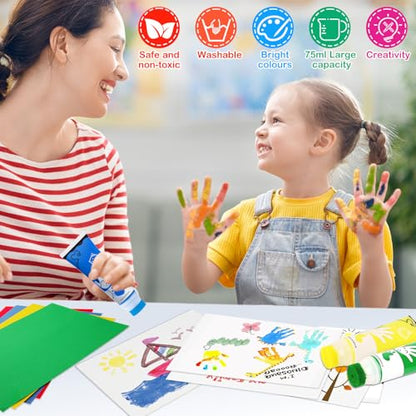Washable Finger Paint for Toddlers with Sponge Head, Safe Non-Toxic 8 Colors Large Capacity (2.54fl Oz), Baby Safe Paint Art Supplies Preschool Learning, Easter Gift for Kid Ages 1+ - style: 2.54 Fl Oz (Pack of 8) with Sponge Head