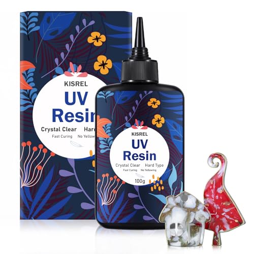 KISREL UV Resin 100g - Upgraded UV Resin Kit, Hard Type Crystal Clear Ultraviolet Curing UV Epoxy Resin for Craft Jewelry Making - size: 100 g