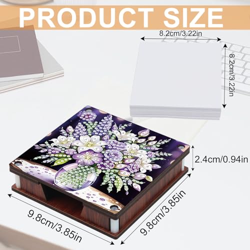JISHSHAY 2 PCS Diamond Art Note Box Flower Diamond Painting Note Pad Holder Vase Gem Painting Gem Art Memo Boxes Mosaic Kits for Adults Embroidery Kit Memo Pad Holder, Contains 120 Sheets of Paper - color: Flower 2