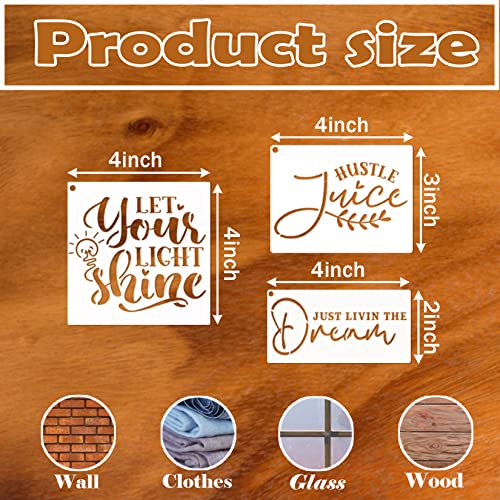Word Stencils for Painting On Wood Sign Canvas Fabric, Reusable Welcome Farmhouse Burning Inspirational Art Craft Paint Stencil for Shirt Family Furniture Wall Card Making (20 Word 4in)