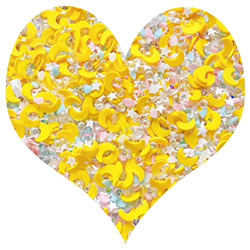 EHOPE Fake Sprinkles Resin Sprinkles Fake Candy Sprinkles Clay Sprinkles Polymer Sprinkles Polymer Clay Slices for Nail Art DIY Crafts Cake Phone Case(40G-Moon+Zuan-22) - color: 22-Moon+ Zuan