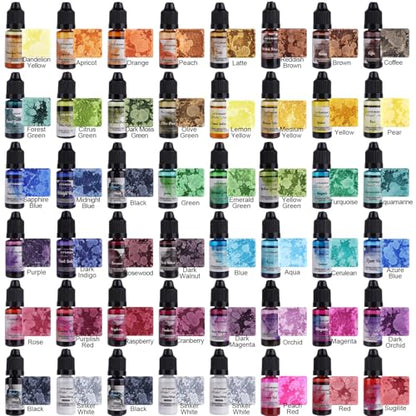 LET'S RESIN 48pcs Concentrated Alcohol Ink Set,Vibrant Color (Each 0.35oz) | Alcohol-Based Resin Ink for Epoxy Resin, Alcohol Paint Dye for Resin Art, Tumblers, Epoxy Resin