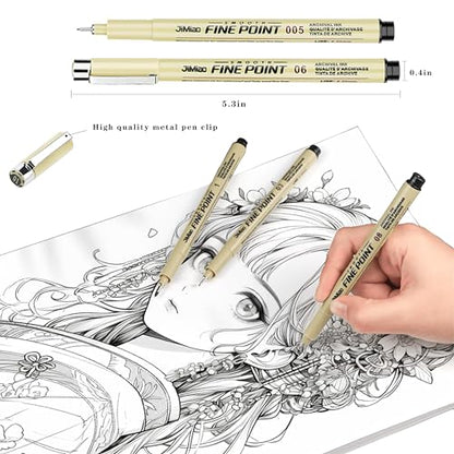 Qionew Precision Black Micro-Pen Fineliner Ink Pens,12 Pack Waterproof Archival Ink,Micro Pens for Drawing,Artist Illustration, Multiliner, Anime,DIY Gifts Projects - Assorted Point Sizes - size: 12Size