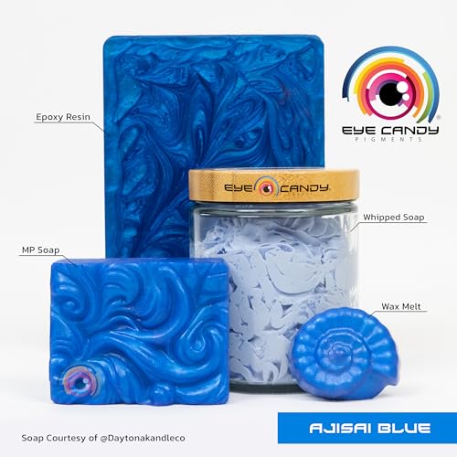 Eye Candy Pigments Premium Blue Mica Powder - Ajisai Blue (50gr) - for Epoxy, Resin, Soap, Paint, Woodworking, Acrylic Pouring, Bath Bombs, Fishing Lures - DIY Arts and Crafts Additive - color: Ajisai Blue