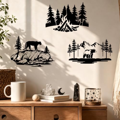 Large Stencils for Painting on Walls Wood Forest Animals Reusable Panels - style: Mountain animals
