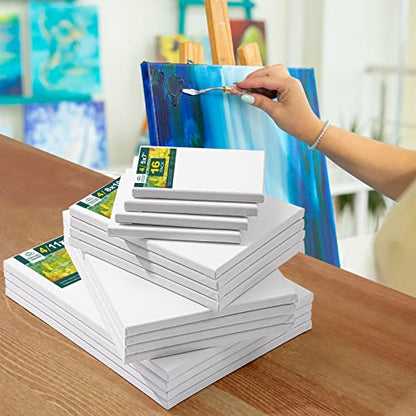 Inburit Canvas for Painting for Adults & Kids 16 Pack with 11x14, 9 x12, 8x10, 5x7 (4 of Each), Blank Primed Stretched Canvases for Oil, Acrylic & Other Painting Media - size: 16PCS+(4sizex4)