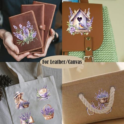 ZMRU 24 Sheets of Watercolor Style Rub on Transfers for Crafts - Perfect for Glass, Porcelain, Leather, Canvas, and Fabric Projects - IOD Transfers Included,3 * 3inch (Purple Lavender) - style: Purple Lavender