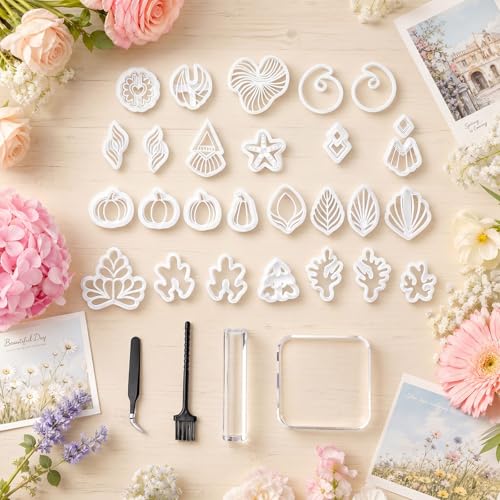 28 Pcs Polymer Clay Cutters & Polymer Clay Tools,Clay Cutters of Four Seasons for Polymer Molds for Earrings Jewelry Making