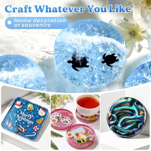 LET'S RESIN 2Pack Deeper Resin Coaster Molds, 4 Inches Large 12 Cavity Silicone Molds for Resin and Flower Preservation, Square/Round Epoxy Coaster Molds for Cups Mats, DIY Craft - size: Square&Round