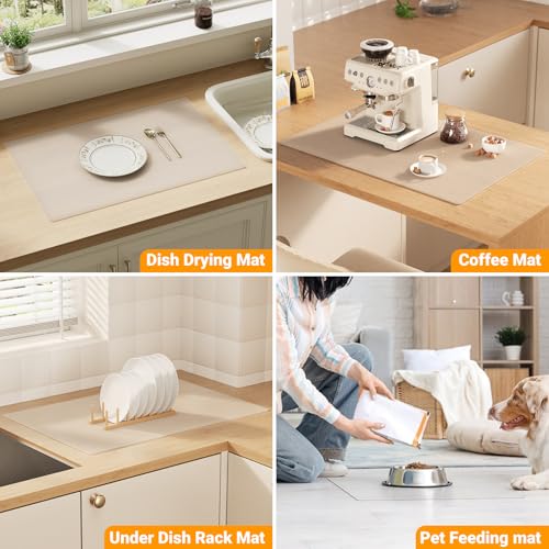 2-Pack Extra Thick Silicone Counter Mats - 24”x16” Large Heat Resistant Kitchen Countertop Protector, Non-Slip Hot Pad Trivet for Air Fryer, Hot Pots & Pans, Coffee Maker(White Translucent) - color: White Translucent