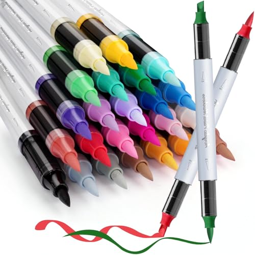 SFAIH Acrylic Paint Creative Markers, 24 Colors, Brush & Chisel, High Coverage, Works for Paper, Fabric, Wood, Ceramic, Glass, Rock, Canvas, Stocking Stuffers - color: 24 Colors