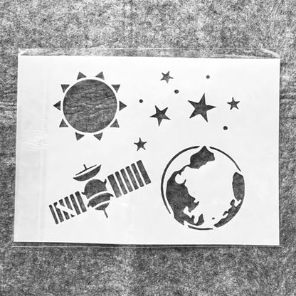 TIAMECH A4 Reusable Satellite Aerospace Stencil for Painting | Earth Planet Layering Template, DIY Wall Art, Wood Furniture, Scrapbook & Crafts (8.3x11.7inch) - style: Satellite Aerospace