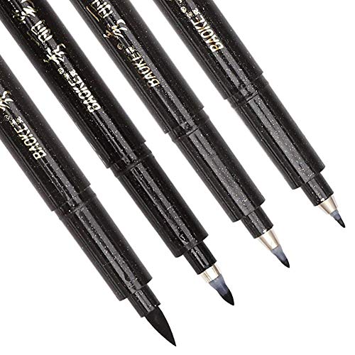 Refill Hand Lettering Pens, 4 Size Black Ink Calligraphy Pen Brush Lettering Pens Markers for Beginners Writing, Card Making, Signature, Illustration, Design, Art Drawing