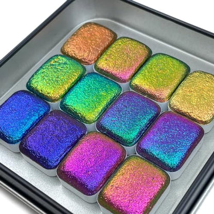IUILE Handmade Watercolor Paints - Vivid Quarter Pan Set (12 colors) - color: Vivid