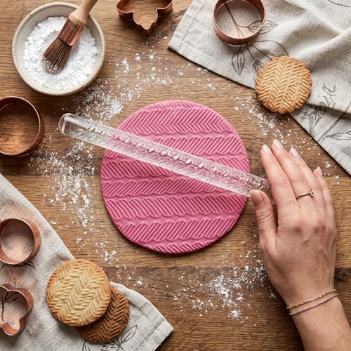 Rengue Acrylic Rolling Pin with 28 Patterns, Compliant Material, Comfortable Grip, 16 X 1 Cm, Lightweight for Dough and Pastry Acrylic Rolling Pin with 28 Patterns, Nan Kitchen (#14) - size: 52003 stripes