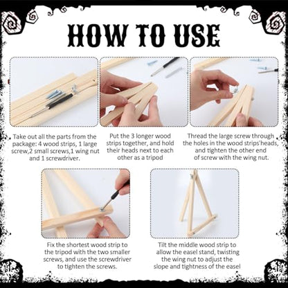 YooNotee 6 Pack Ghost Paint by Numbers Kit on Canvas with Wooden Easels & Brushes, 12x8 Inch Halloween Canvas for Adults Art Set Easy Acrylic Ghost Paint Kit Beginners for Halloween Home Decor - style: Ghost