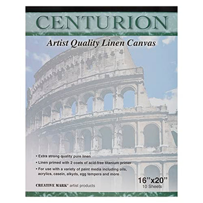 Centurion Acrylic Primed White Linen Canvas Sheet Pad, 16" x 20" 11oz Weight, Tape-Bound for Acrylics, Alkyds, Water-Mixable Oils - size: 16" x 20"
