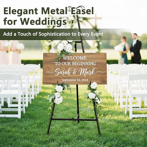 Easel Stand for Sign, 55'' Adjustable Easel Stand for Display, Metal Easel Display Stand Heavy Duty, Black - color: Black