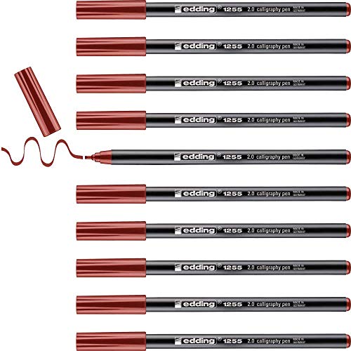 edding Fibers e-1255 Calligraphy Pencils, tip 2 mm, Purple (10 Pieces) - color: 05: 10 Pens - Crimson Lake